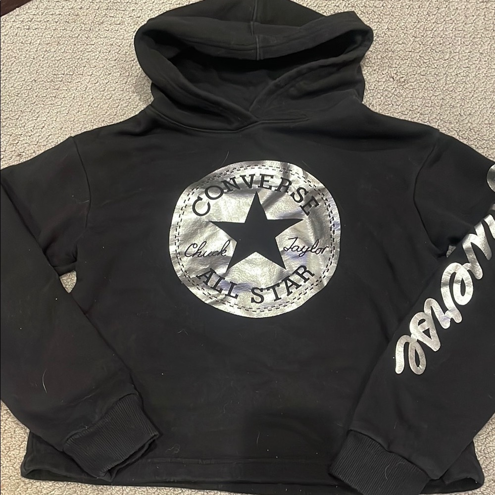Converse Black and Silver Sweater with Graphic Design
